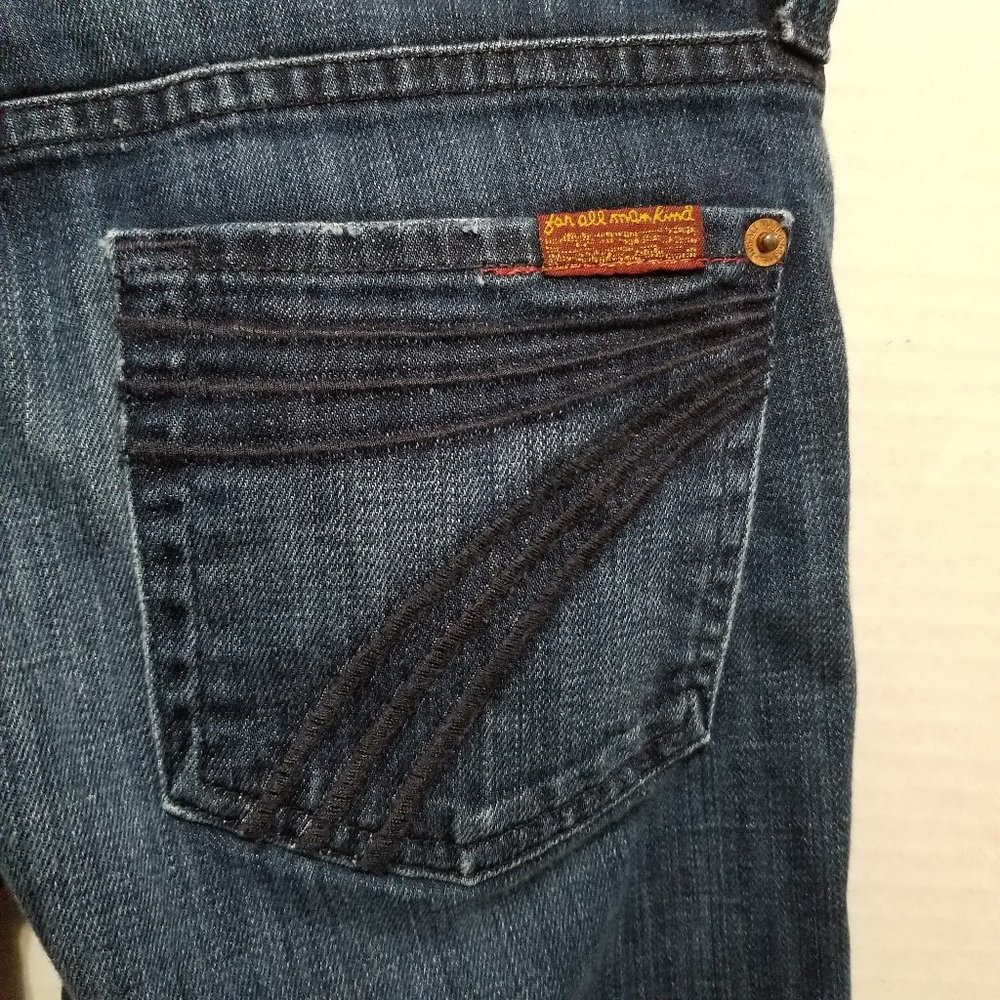 7FAM jeans 24 Crop Dojo capri denim lightly distressed stretch P348380S-380S Y2K - Picture 9 of 14